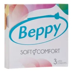 Pack of 3 Beppy condoms soft and comfortable, blue white packaging