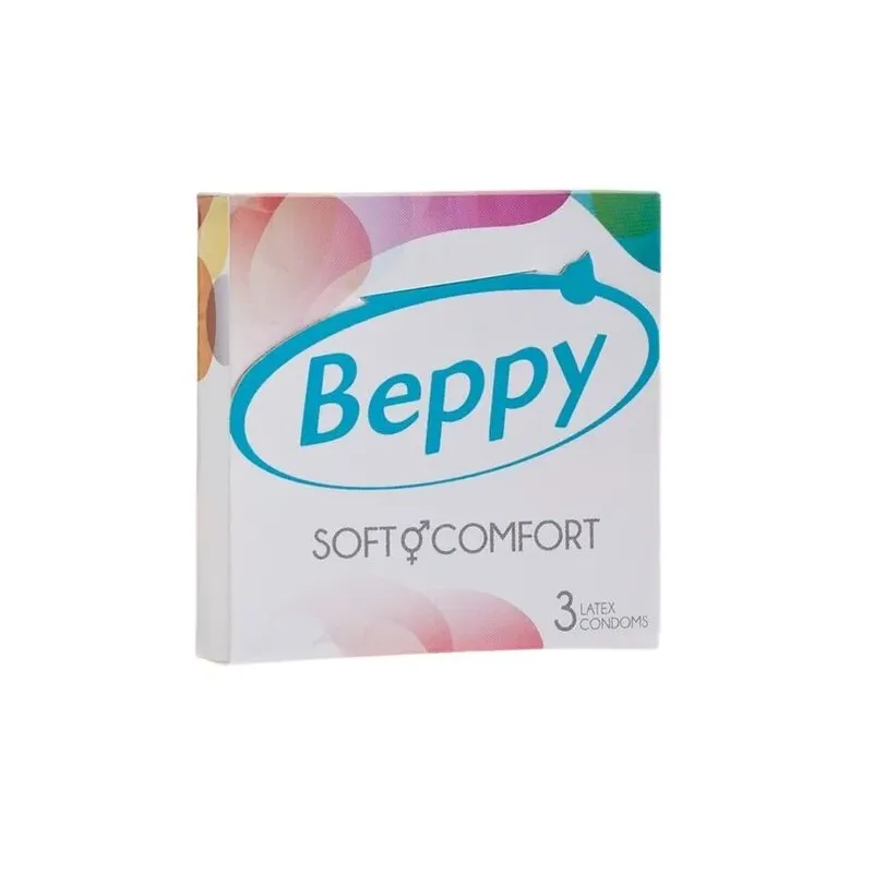 Pack of 3 Beppy condoms soft and comfortable, blue white packaging