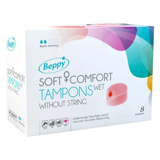 Tampons hygiéniques Beppy Soft Comfort humide, 8 unités, blancs, sans applicateur, gel glissant lavande