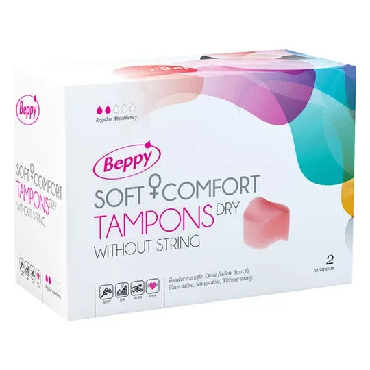 Tampone igienico Beppy Soft-Confort Sec senza filo, 2 pezzi, bianco, protezione confortevole durante il ciclo.