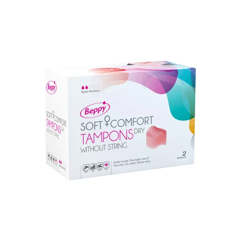 Tampone igienico Beppy Soft-Confort Sec senza filo, 2 pezzi, bianco, protezione confortevole durante il ciclo.
