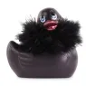 Vibratore a forma di anatra impermeabile nero Big Tease Toys I Rub My Duckie 2.0 con boa di piume e cristallo Swarovski