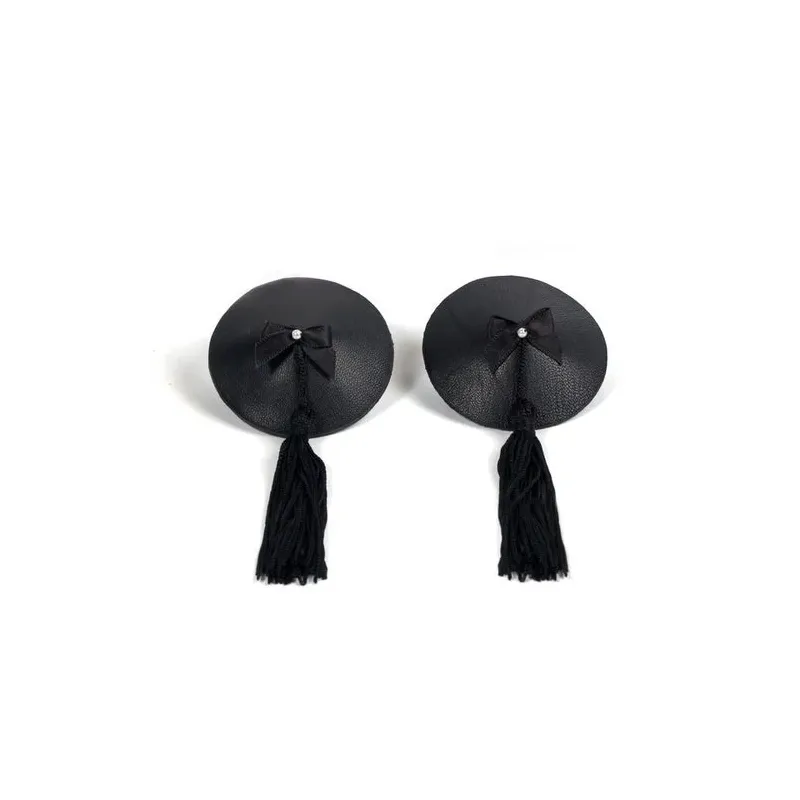 Schwarze wiederverwendbare Pompon-Brustwarzenabdeckungen Bijoux Burlesque Pasties, selbstklebendes Burlesque-Accessoire für sinn
