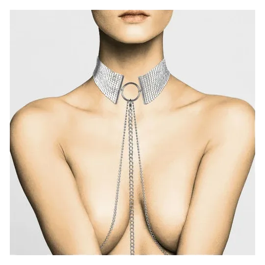 Collana metallica regolabile argento BIJOUX DÉSIR MÉTALLIQUE per gioiello o bondage morbido