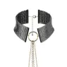 Verstellbare schwarze metallische Halskette Désir Métallique, Bondage-Accessoire aus Gliederkette mit Gürtelkette