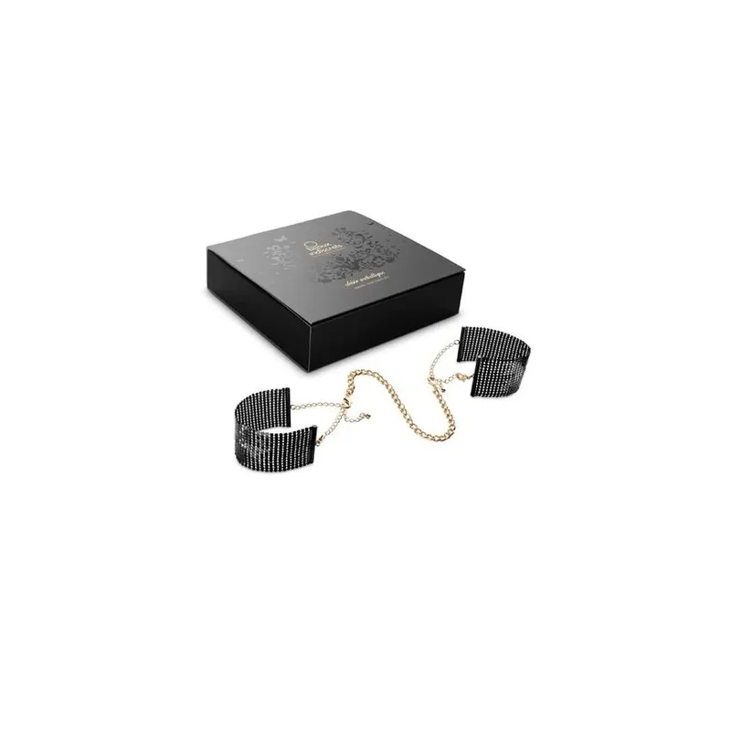 Menottes en maille métal noir bijoux désir métallique accessoire de séduction bracelet original