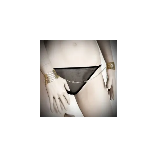 Manette gioiello in maglia metallica dorata, marca Désir Métallique, accessorio seducente