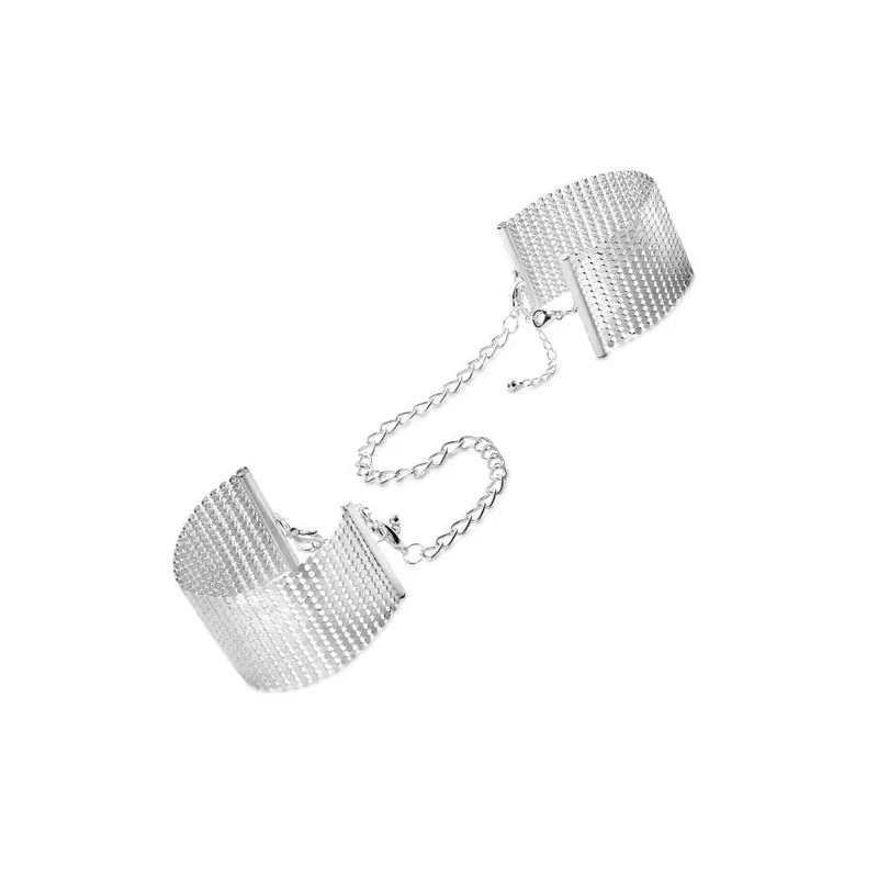 Esposas metálicas ajustables plata Bijoux Désir Métallique accesorio soft bondage para parejas