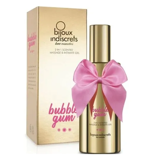 Gel de massage et lubrifiant intime parfumé bubble gum fraise BIJOUX LOVE COSMETIQUES 100 ml