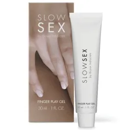 Gel de massage sensuel SLOW SEX Finger Play, à base d'eau et aloe vera, parfum noix de coco, 30 ml, application digitale.