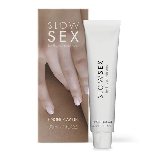 Massagegel SLOW SEX Finger Play, wasserbasiert mit Aloe Vera, Kokosduft, 30 ml, für digitale Anwendung.