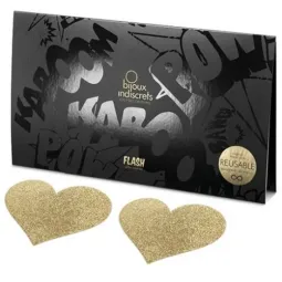 Pasties glitter Flash Cuore Oro auto-adesivi, marca Bijoux Flash Collection