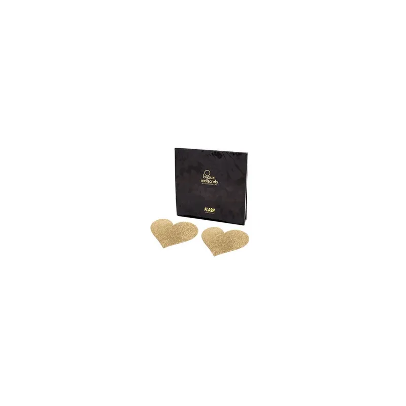 Cache-tétons autocollants Flash Cœur Or pailletés, marque Bijoux Flash Collection
