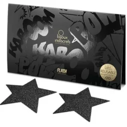 Copricapezzoli glitter neri riutilizzabili adesivi Bijoux Flash Collection