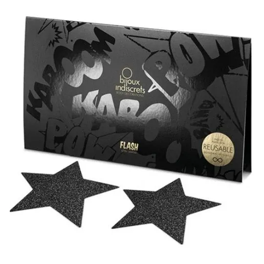 Protectores de pezón brillantes negros reutilizables autoadhesivos Bijoux Flash Collection" }, { "fr": "Paire de capuchons de té