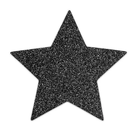 Black glitter nipple covers reusable adhesive by Bijoux Flash Collection