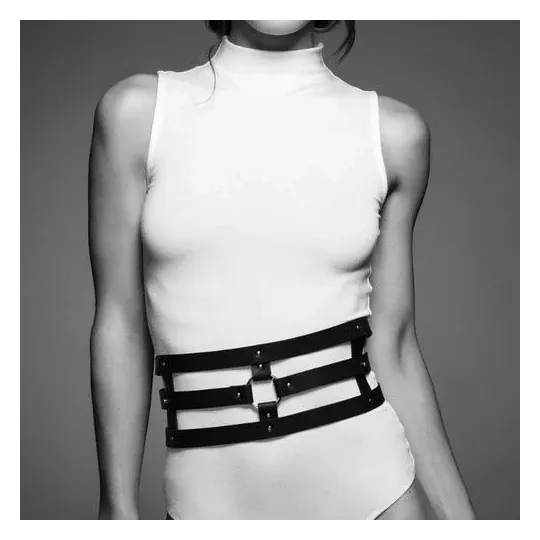 Cintura labirinto nera di Bijoux Indiscrets con bracciale, trasformabile in manette per bondage.