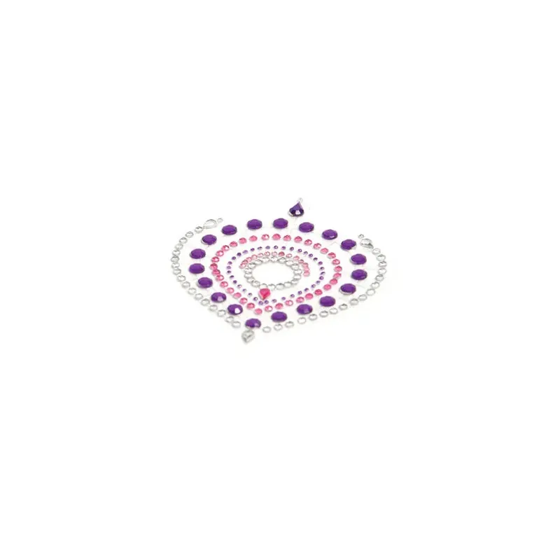 Bijou intime métallique BIJOUX DESIRE en lilas et rose, flamboyant et lumineux, décoration corporelle.