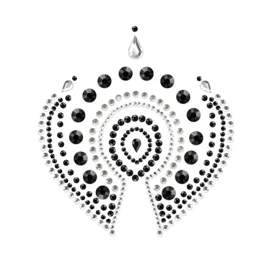 Bijou intime flamboyant noir et argent de la marque Bijoux Désir Métallique, piercing corporel avec strass scintillants