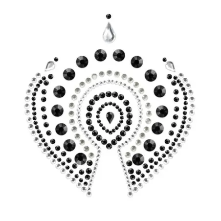 Bijou intime flamboyant noir et argent de la marque Bijoux Désir Métallique, piercing corporel avec strass scintillants