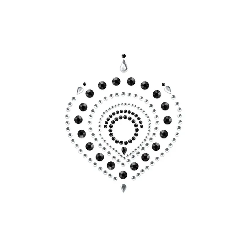 Bijou intime flamboyant noir et argent de la marque Bijoux Désir Métallique, piercing corporel avec strass scintillants