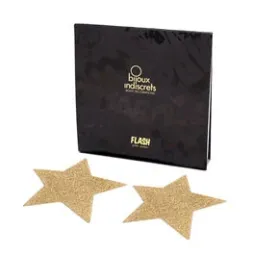 Cerotto per capezzolo a stella oro BIJOUX FLASH COLLECTION, decorazione glitter riutilizzabile.