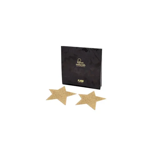 Cerotto per capezzolo a stella oro BIJOUX FLASH COLLECTION, decorazione glitter riutilizzabile.