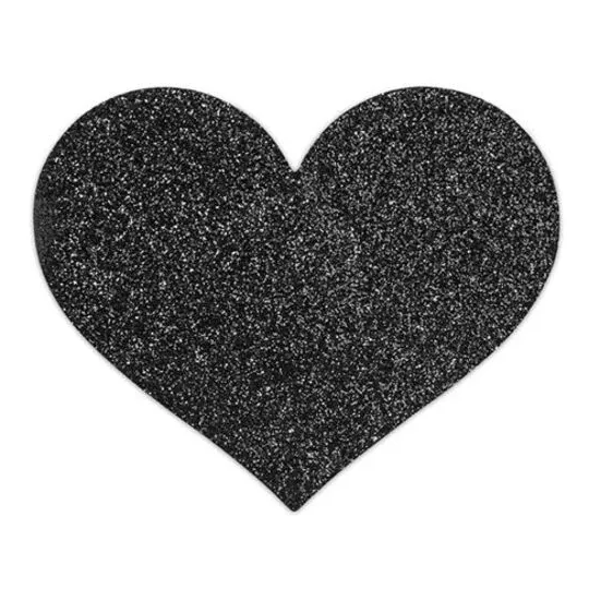 Copricapezzoli glitterati a forma di cuore nero, autoadesivi, Bijoux Flash Collection.