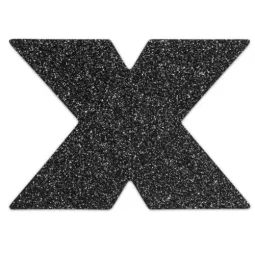 Bijoux Flash Collection - Copricapezzoli neri con brillantini a forma di croce, gioielli per il corpo riutilizzabili.
