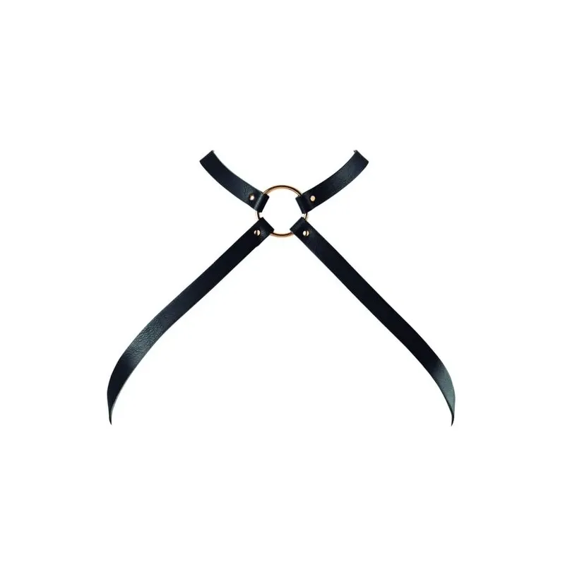 Harnais poitrine croisé Maze noir en cuir vegan, accessoire érotique mode Bijoux Indiscrets