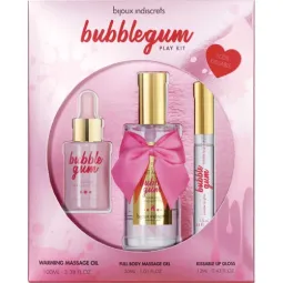 Kit gioco intimo bubblegum rosa BIJOUX LOVE COSMETIQUES: olio riscaldante, gel, lucidalabbra