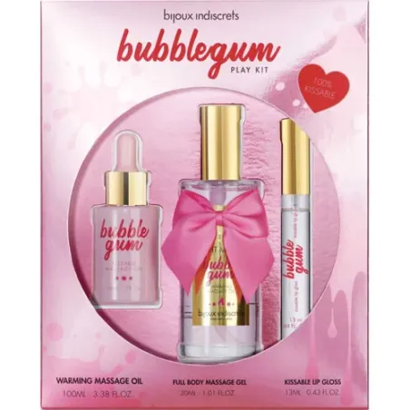 Kit gioco intimo bubblegum rosa BIJOUX LOVE COSMETIQUES: olio riscaldante, gel, lucidalabbra