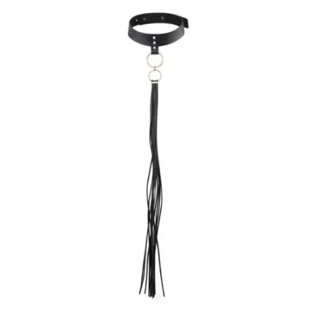Choker bondage nero Maze con pompon, collare BDSM regolabile, Bijoux Indiscrets gioielli erotici