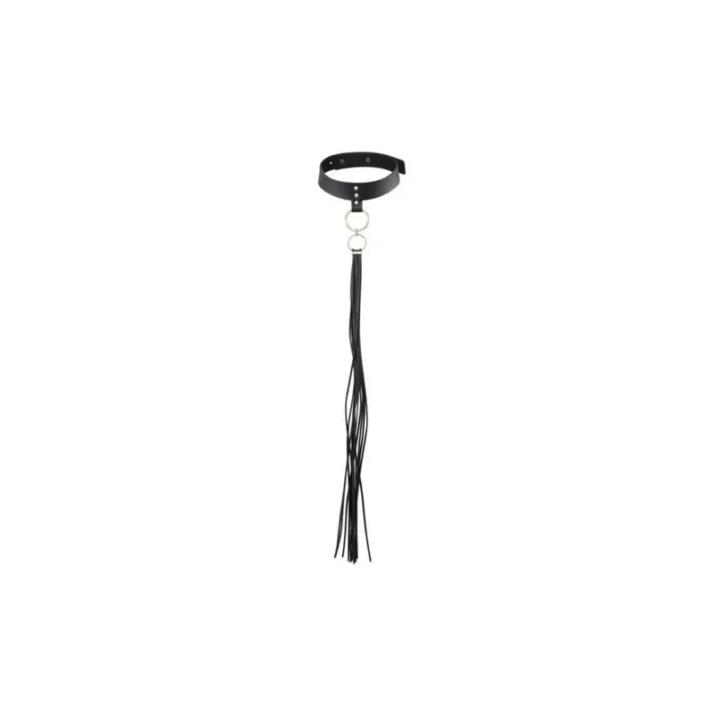 Choker bondage nero Maze con pompon, collare BDSM regolabile, Bijoux Indiscrets gioielli erotici