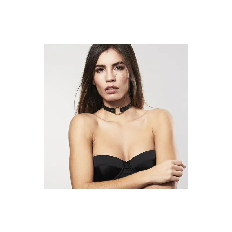 Collana choker nera regolabile in poliuretano Maze Bijoux Indiscrets, stile BDSM