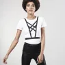 Harnais croisé noir avec collier réglable, marque Bijoux Indiscrets, sangles en similicuir vegan, accessoire érotique Maze.