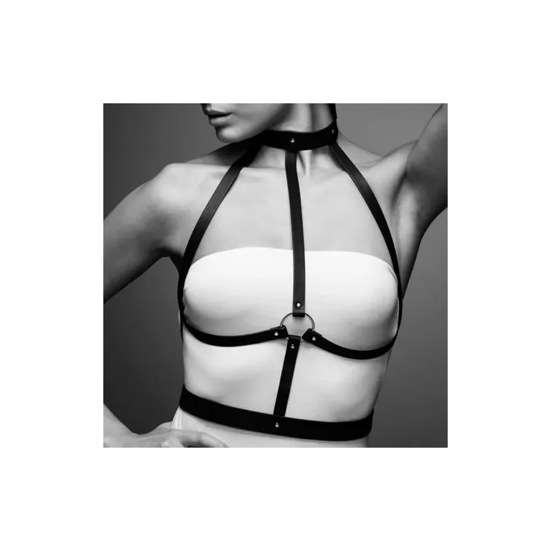 Imbracatura nera regolabile a H di Bijoux Maze, accessorio bondage per giochi BDSM