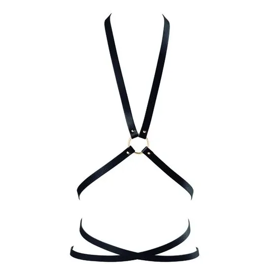 Imbracatura bondage nera multi-via regolabile in poliuretano, MAZE di Bijoux Indiscrets.