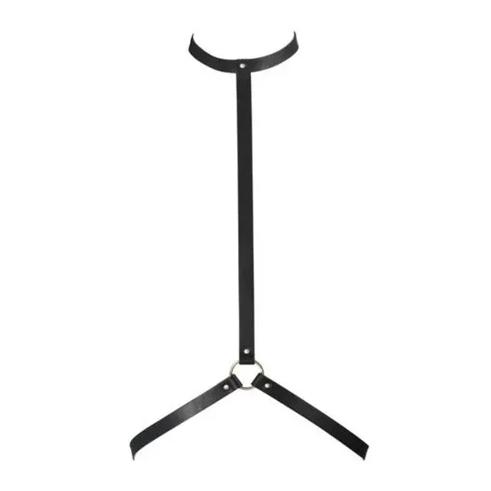 Imbracatura bondage nera regolabile Bijoux Indiscrets Maze, accessorio erotico moda vegan, fibbie collo e vita
