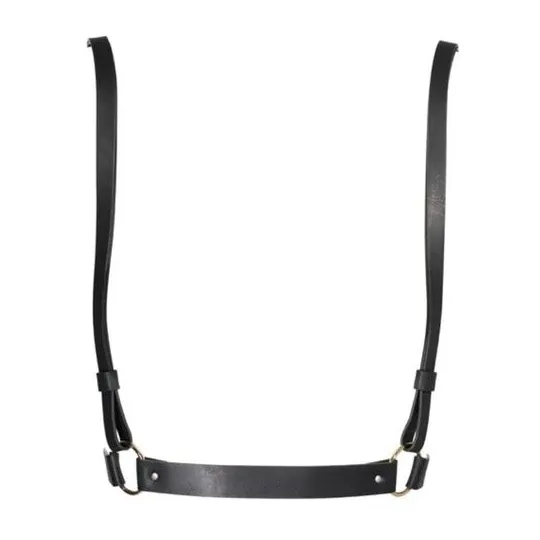 Arnés X ajustable negro de Bijoux Maze, accesorio bondage de poliuretano reciclado.