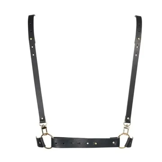 Arnés X ajustable negro de Bijoux Maze, accesorio bondage de poliuretano reciclado.
