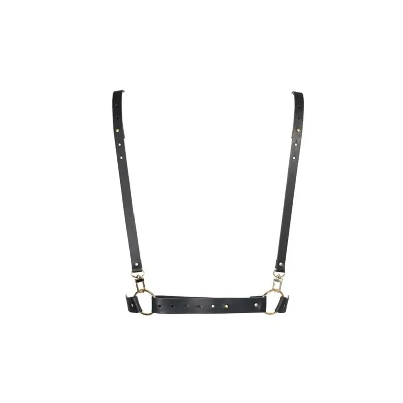 Arnés X ajustable negro de Bijoux Maze, accesorio bondage de poliuretano reciclado.