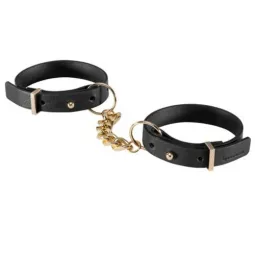 Bracciali manette neri regolabili Bijoux Maze per giochi bondage e accessorio moda