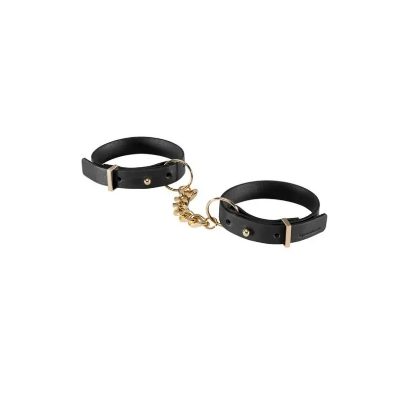 Bracciali manette neri regolabili Bijoux Maze per giochi bondage e accessorio moda