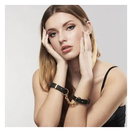 Bracciali manette neri regolabili Bijoux Maze per giochi bondage e accessorio moda