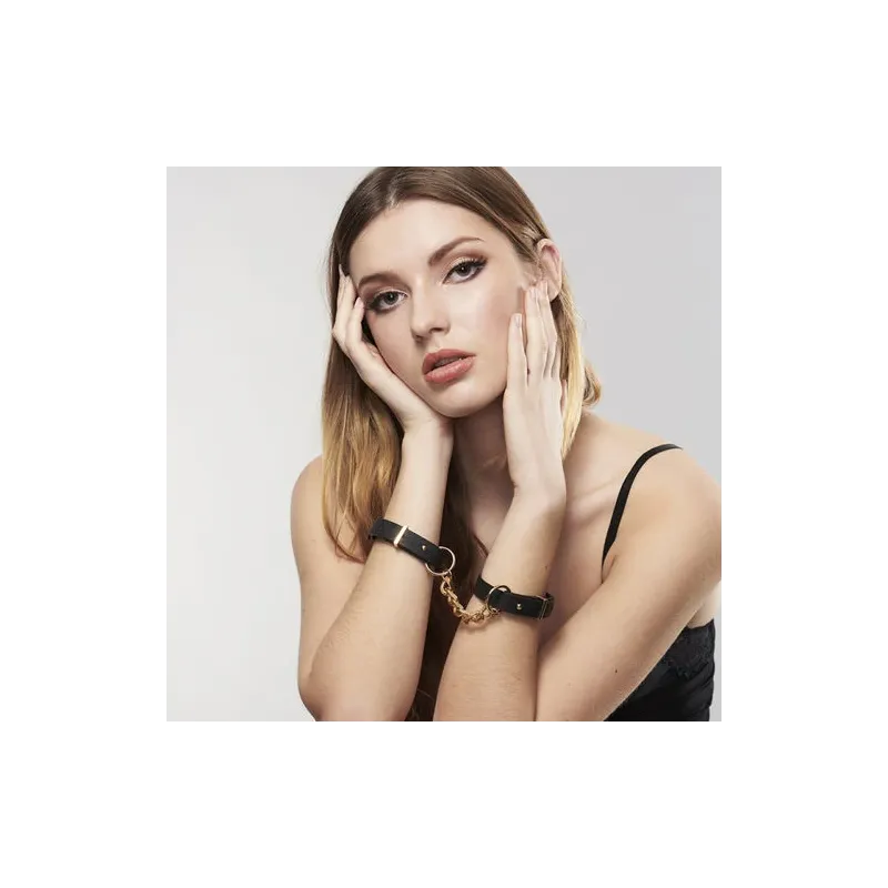 Bracciali manette neri regolabili Bijoux Maze per giochi bondage e accessorio moda