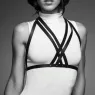 Imbracatura regolabile petto e collo nera Bijoux Maze, vegana con prolunghe, stile bondage
