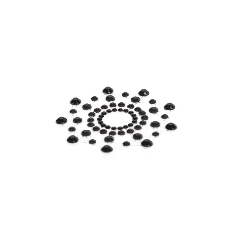 Black shiny pasties by Bijoux Jewelry, adhesive nipple covers for women lingerie