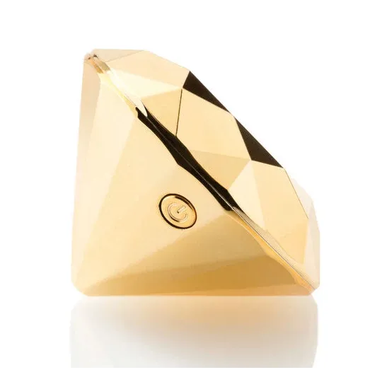 Vibratore clitorideo a forma di diamante dorato di Bijoux 21, per stimolazione esterna.