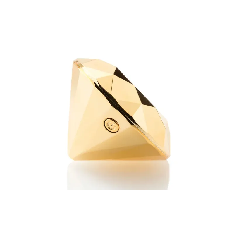 Gold diamond-shaped clitoral vibrator by Bijoux 21, designed for external stimulation.